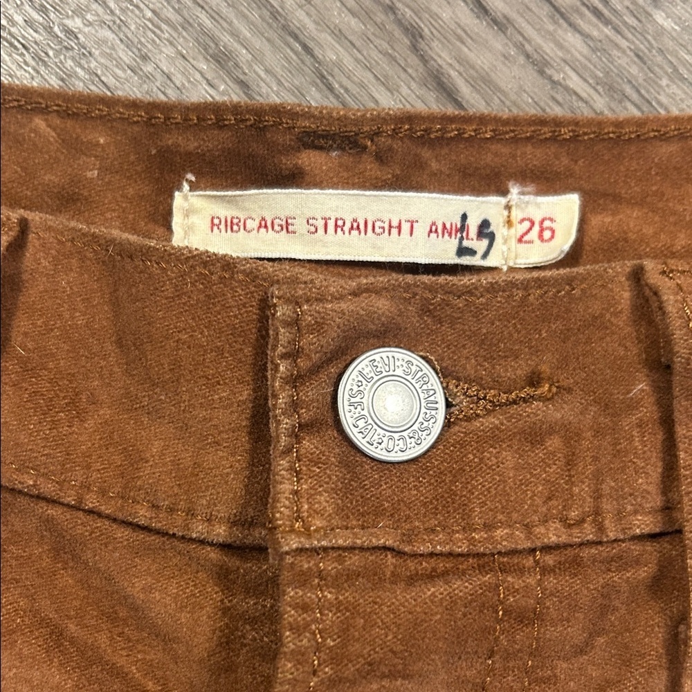 Levi’s Ribcage Straight Ankle Pants Brown High Rise W26 L27 - Picture 2 of 12